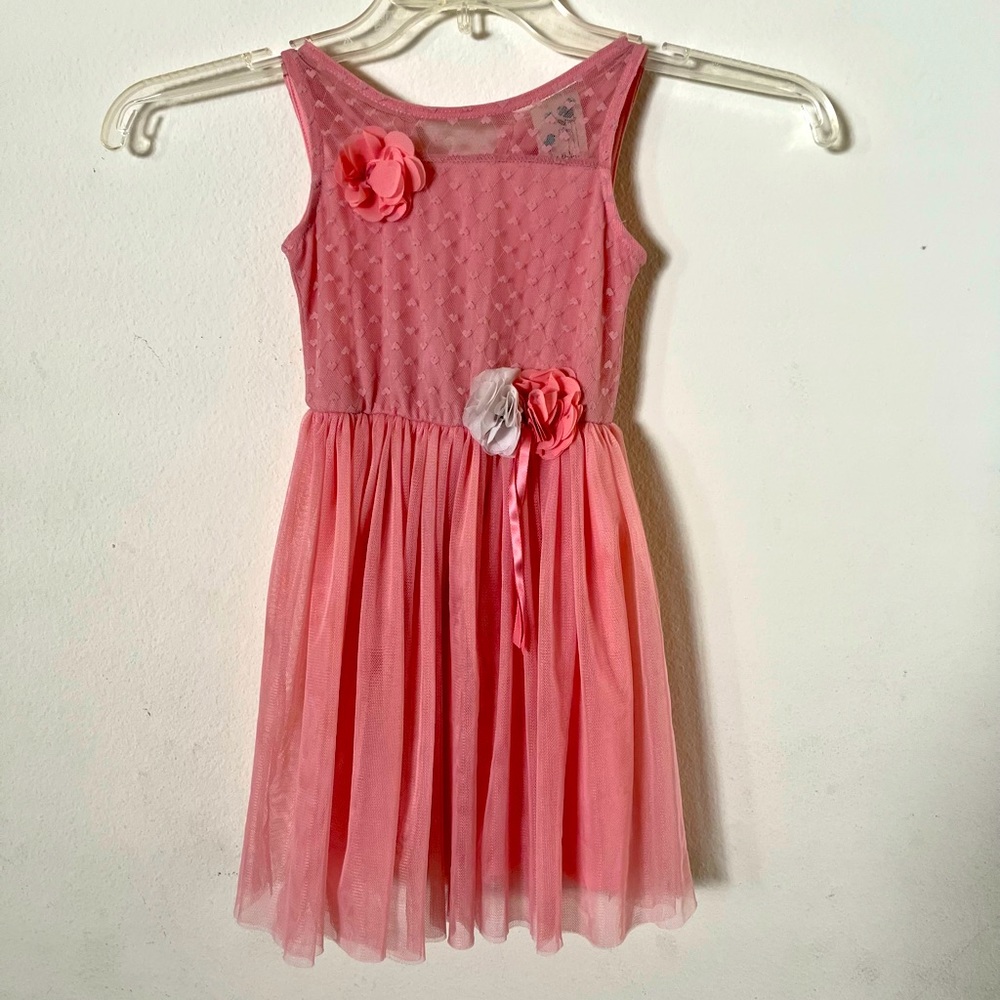 Gorgeous Peach Pink dress has hard tulle all throughout!